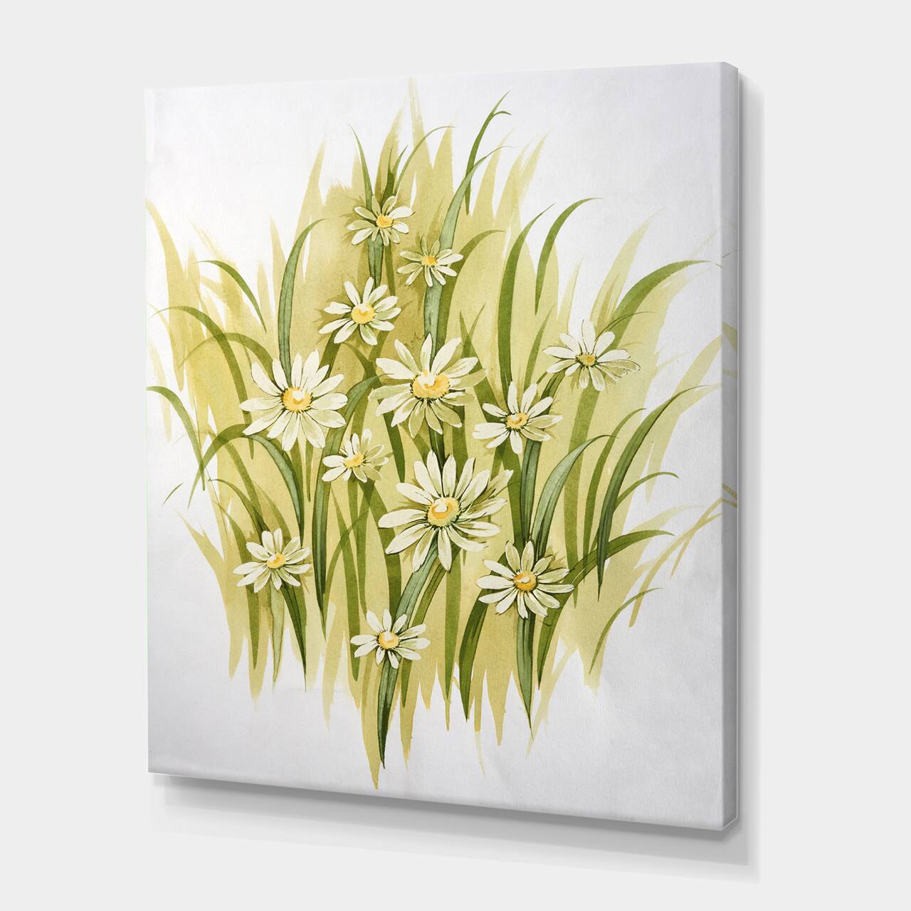 Designart - White Meadow Flowers - Traditional Canvas Wall Art Print